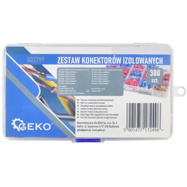 GEKO Set geïsoleerde kabelconnectoren - 300 stuks - Koper en PVC - Rood en Blauw