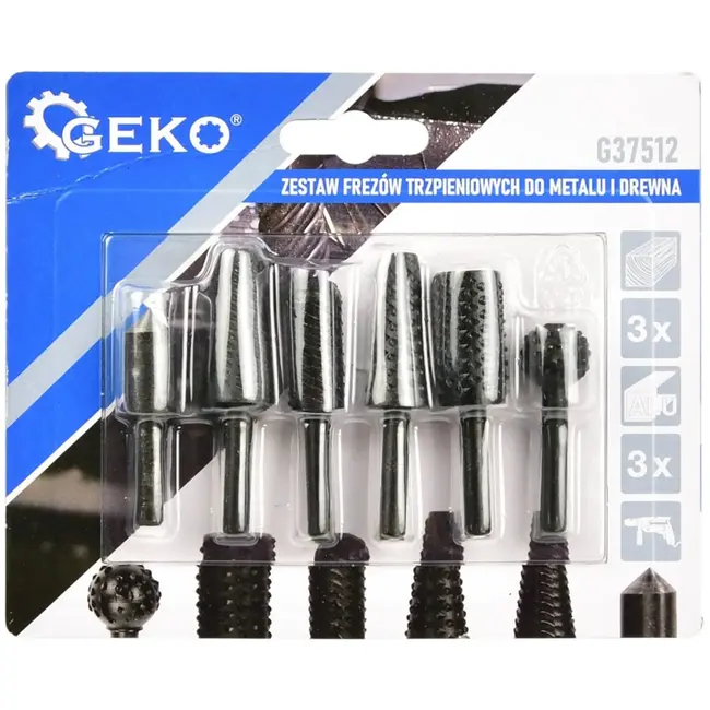 GEKO Rasp- en verzinkset - 6-delig - HSS staal - Voor hout en metaalbewerking