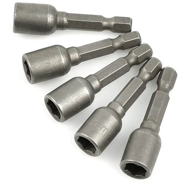 GEKO Magnetische zeskantdoppen - 8mm - CrV staal - 5 stuks