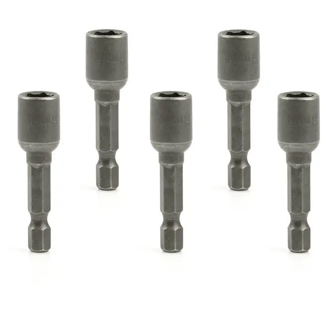 GEKO Magnetische zeskantdoppen - 8mm - CrV staal - 5 stuks