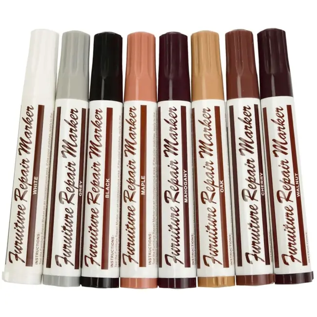 GEKO Meerdelige reparatieset - 17-delig - Voor hout en houtachtige materialen - Inclusief kleurmarkers en waskrijtjes