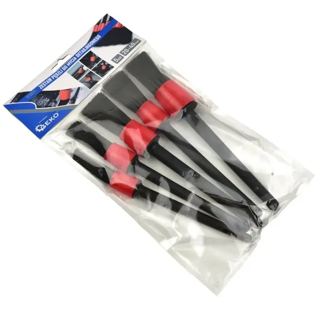 GEKO Detailing borstelset - Zachte synthetische haren - 20-40mm - 5 stuks - Voor moeilijk bereikbare plekken