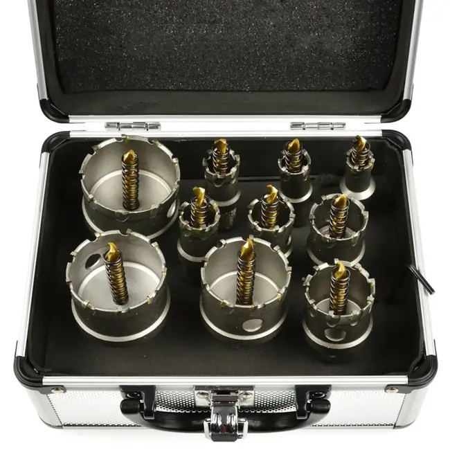 GEKO Metalen gatenzagenset - titanium boor - 10 stuks - 16-53 mm