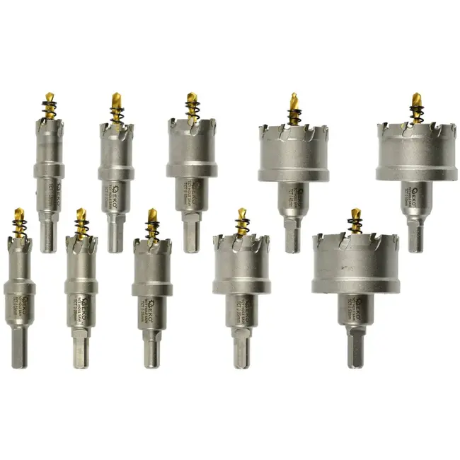 GEKO Metalen gatenzagenset - titanium boor - 10 stuks - 16-53 mm