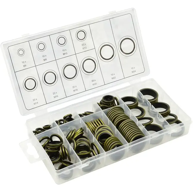 GEKO Set van 150 zelfcentrerende metaal-rubber ringen - M6 tot M24 - Optimale afdichting