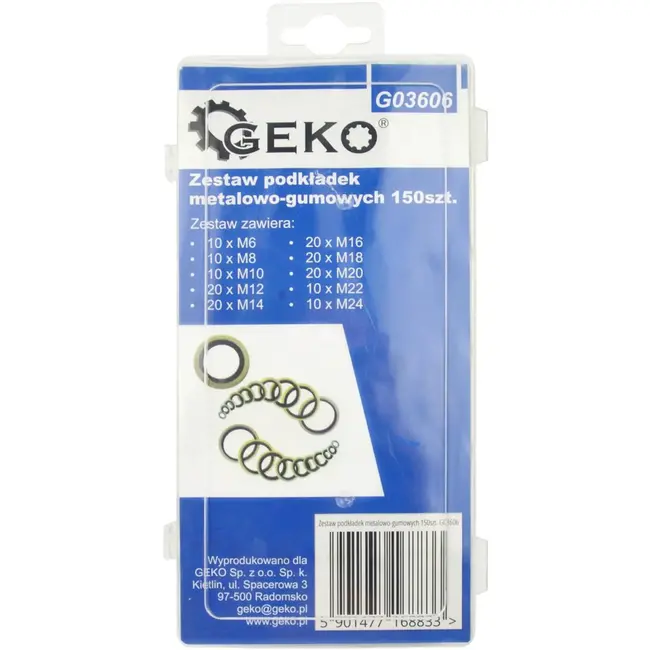GEKO Set van 150 zelfcentrerende metaal-rubber ringen - M6 tot M24 - Optimale afdichting
