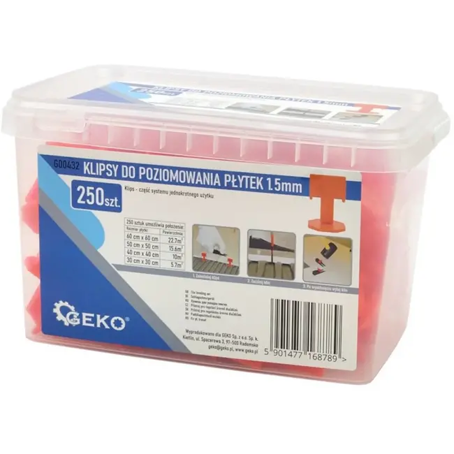 GEKO Tegel nivelleerclips - 1,5 mm - 250 stuks - Efficiënt tegelzetten