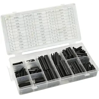 GEKO Set van 315 veerstiften - diverse maten - staal - met sorteerdoos