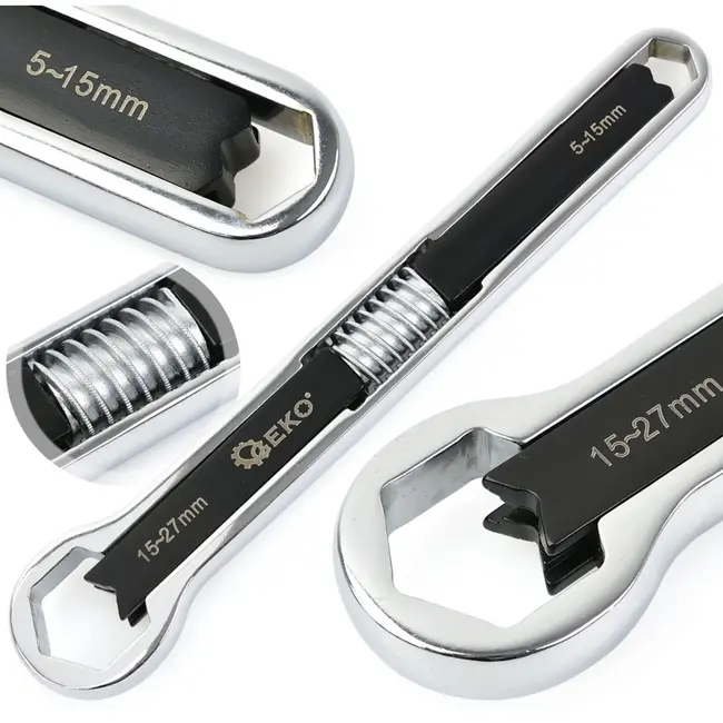 GEKO Dubbelzijdige universele sleutel - CrV staal - Verstelbaar 5-27 mm - 237 mm lang