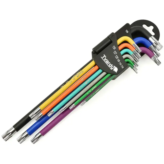 Tvardy 9-delige lange torxsleutelset - S2 staal - multicolour - T10-T50