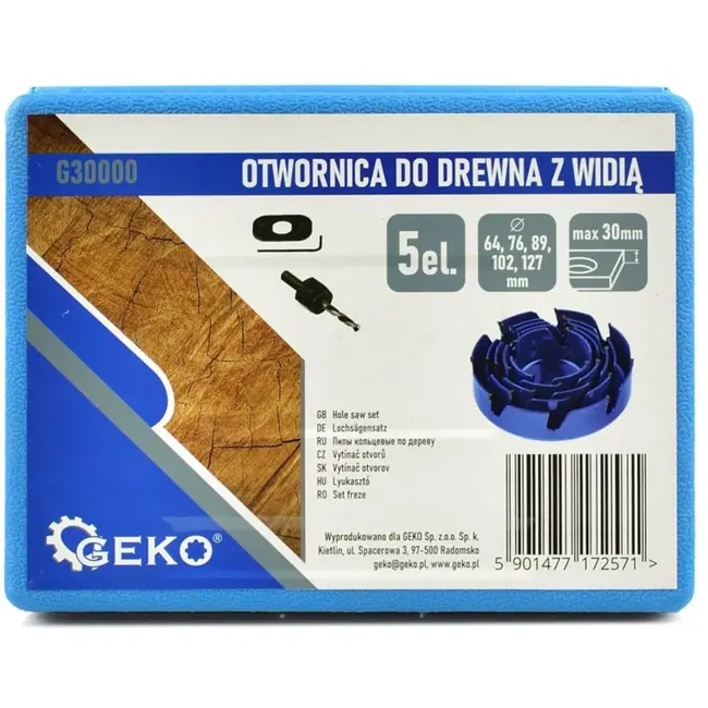 GEKO Set van 5 widia gatenzagen voor hout - 64-127 mm - Herbruikbaar en duurzaam