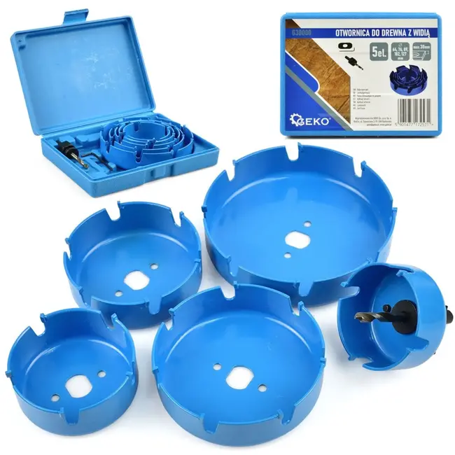 GEKO Set van 5 widia gatenzagen voor hout - 64-127 mm - Herbruikbaar en duurzaam