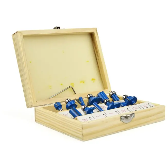 GEKO Freesbits set - 6mm schacht - 12 stuks - HSS staal - Inclusief houten koffer