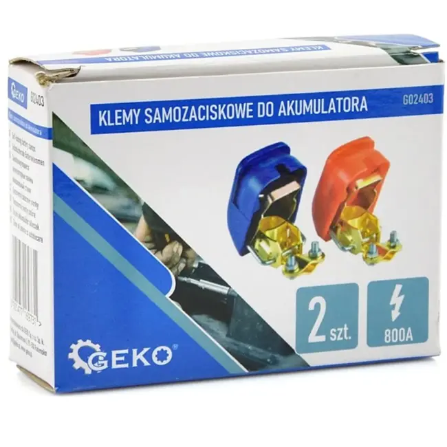 GEKO Zelfklemmende accuklemmen set - 35mm² - 800A - 2 stuks - Rood/Blauw