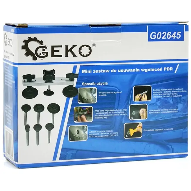 GEKO Mini reparatieset - veilig verwijderen van kleine deuken - herbruikbaar - 7-delige set