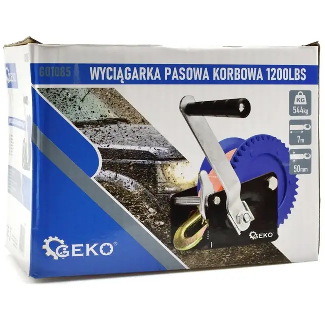 GEKO Handlier - 545 kg capaciteit - 7m band - Veiligheidshaak - Duurzaam ijzer