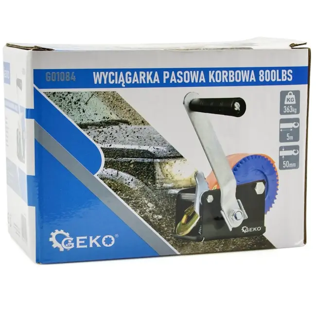 GEKO Handlier - 5m Band - 363 kg Draagkracht - Veiligheidshaak - Duurzaam Ijzer