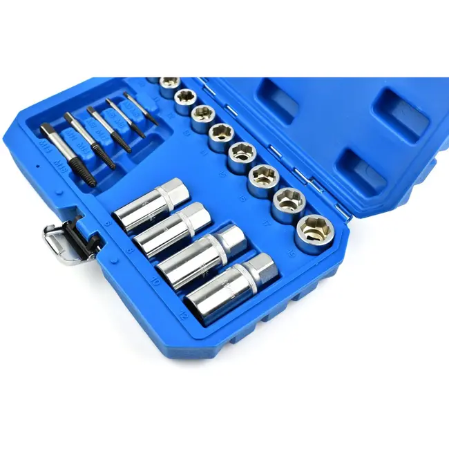 GEKO Set van 18 stuks - Schroef- en boutverwijderaars - CrV staal - Inclusief handige opbergkoffer