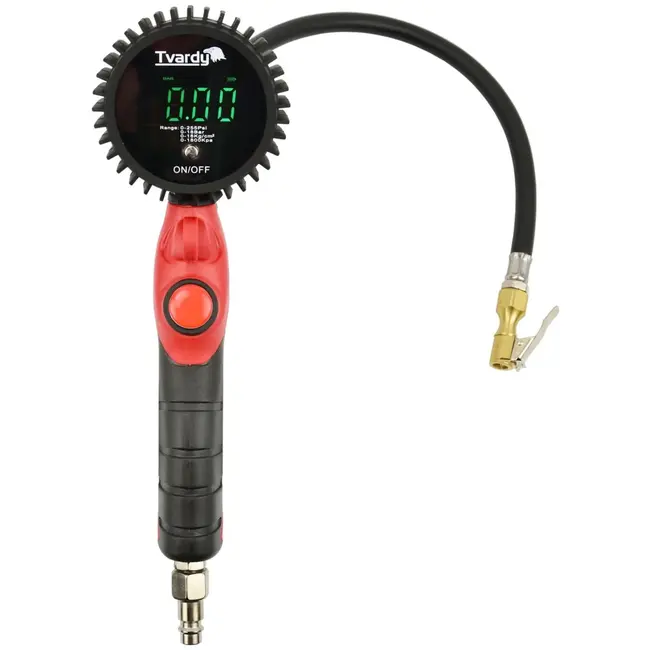 Tvardy Digitale bandenvulpistool - LCD display - Schokbestendige behuizing - 0-18 bar - 45 cm slang