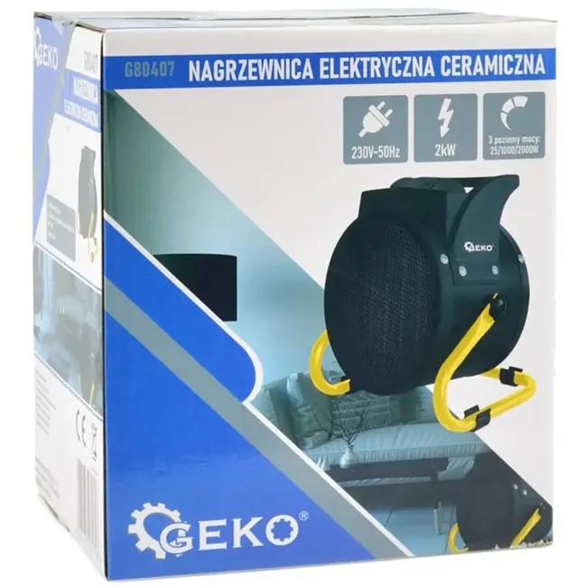 GEKO Elektrische keramische verwarming - 2kW - Compact - Veilig - Voor ruimtes tot 30m²
