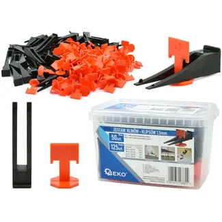GEKO Tegel nivelleersysteem - 50 wiggen + 125 clips - 1,5 mm - Efficiëntie en precisie