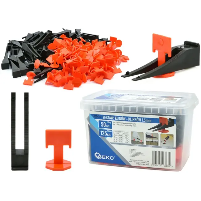 GEKO Tegel nivelleersysteem - 50 wiggen + 125 clips - 1,5 mm - Efficiëntie en precisie