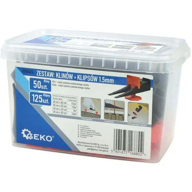 GEKO Tegel nivelleersysteem - 50 wiggen + 125 clips - 1,5 mm - Efficiëntie en precisie