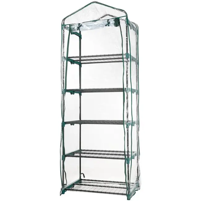 GEKO Mini kas voor balkon - 5 planken - compact en stijlvol - groen/transparant - 195x70x50 cm