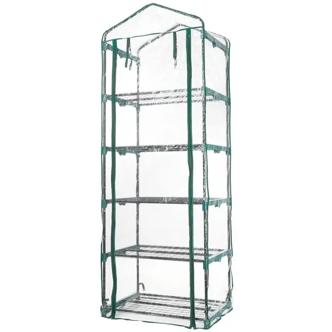 GEKO Mini kas voor balkon - 5 planken - compact en stijlvol - groen/transparant - 195x70x50 cm