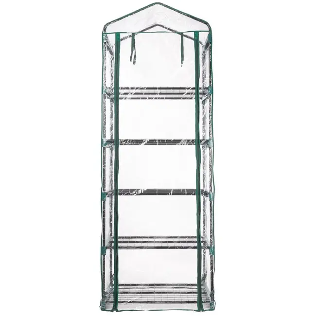 GEKO Mini kas voor balkon - 5 planken - compact en stijlvol - groen/transparant - 195x70x50 cm