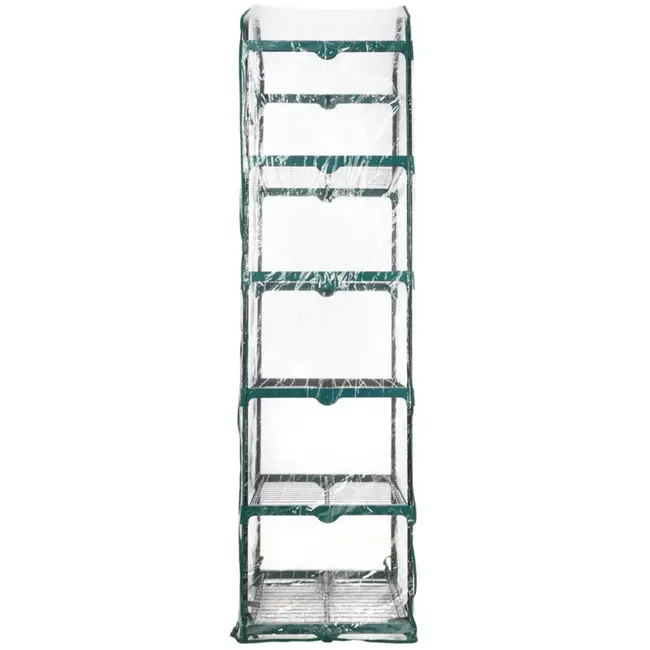 GEKO Mini kas voor balkon - 5 planken - compact en stijlvol - groen/transparant - 195x70x50 cm