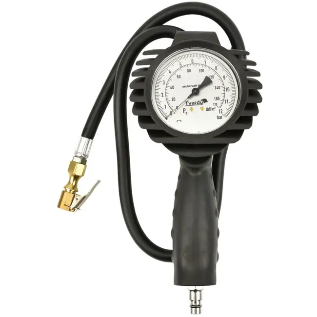 Tvardy Professionele bandenpomp - 12 bar - 95 cm slang - Schokbestendige manometer
