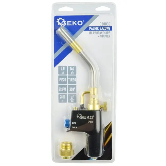 GEKO Gasbrander met turbo-nozzle en piezo-ontsteking - 2800 °C - Inclusief adapter