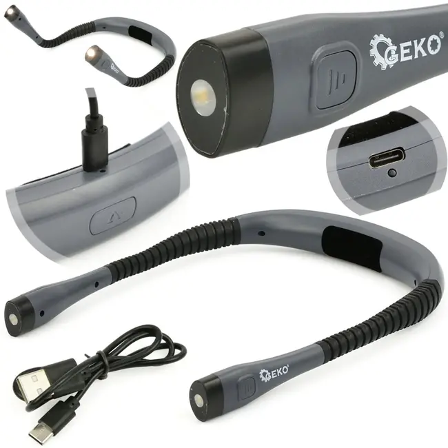 GEKO Multifunctionele LED nekverlichting - Flexibele armen - Instelbare lichtintensiteit - USB-C oplaadbaar