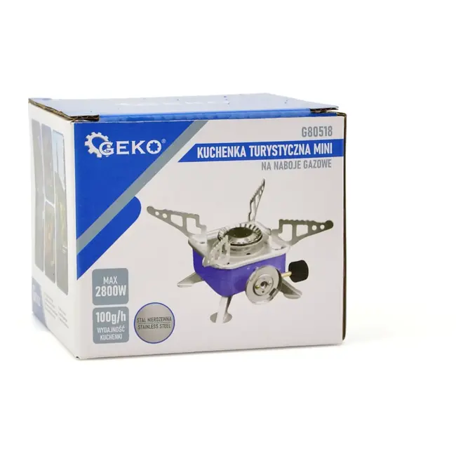 GEKO Mini campingkooktoestel - lichtgewicht - roestvrij staal - piezo-ontsteking - draagbaar - incl. etui