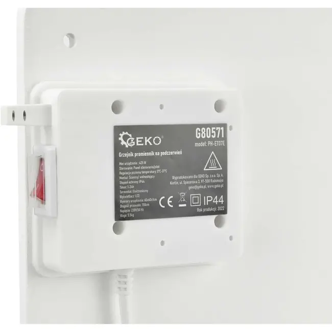 GEKO Infrarood Paneelverwarming - 425W - Slim Design - Met Afstandsbediening - Wandmontage of Vrijstaand