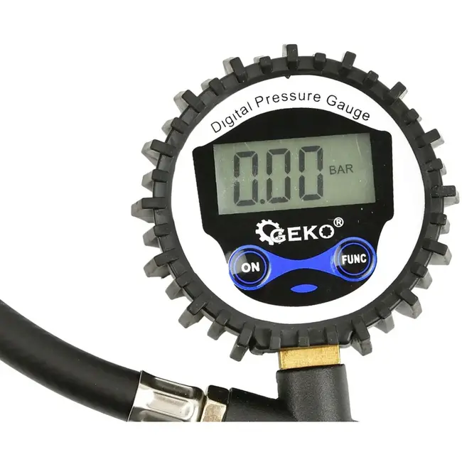 GEKO Pneumatische bandenpomp - digitaal display - schokbestendig - 30 cm slang