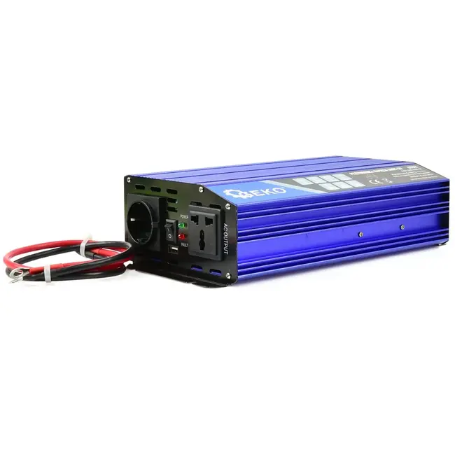 GEKO Pure sinusomvormer - 12V naar 230V - 1000/2000W - USB-aansluiting - Compact ontwerp