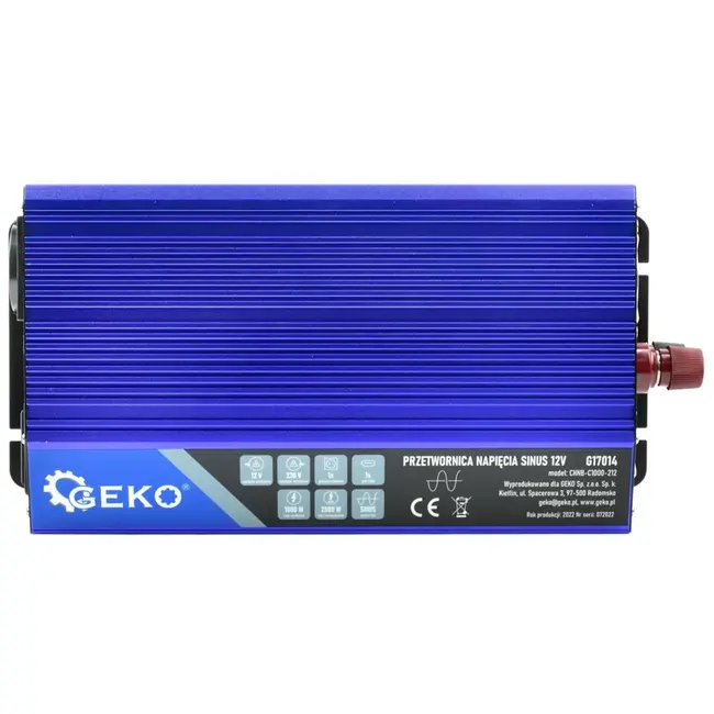 GEKO Pure sinusomvormer - 12V naar 230V - 1000/2000W - USB-aansluiting - Compact ontwerp
