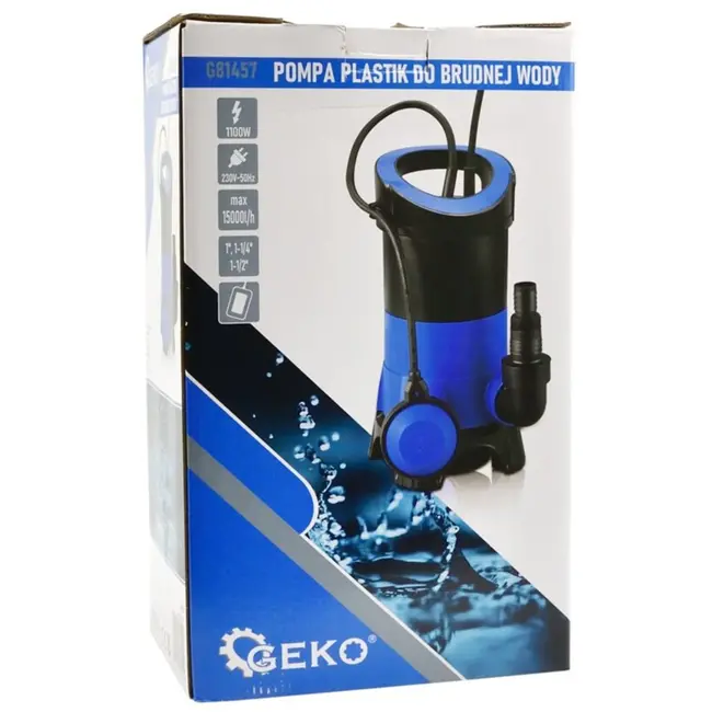 GEKO Krachtige dompelpomp voor vuil water - 1100W - Kunststof - Max. 10m hoogte