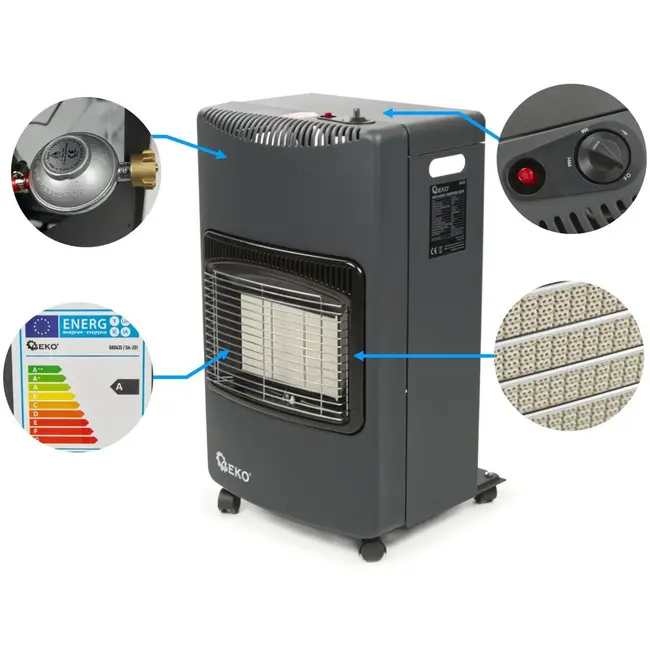 GEKO Gasverwarming - 4,2 kW - Met reducer en slang - Voor binnengebruik