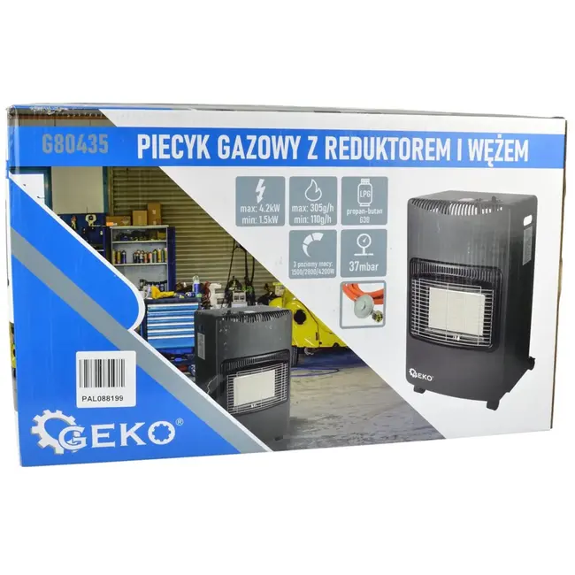 GEKO Gasverwarming - 4,2 kW - Met reducer en slang - Voor binnengebruik