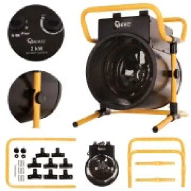 GEKO Industriële elektrische heater - 2KW - Veiligheid & verstelbare warmte - Ventilatorfunctie - Metaalconstructie