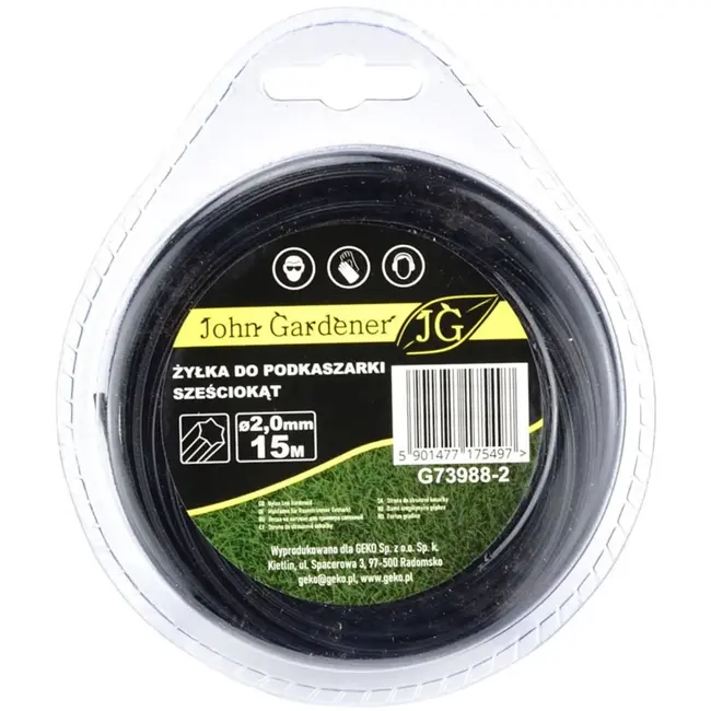GEKO Nylon maaidraad - Hexagonaal - 2,0 mm dik - 15 m lang - Verhoogde snij-efficiëntie