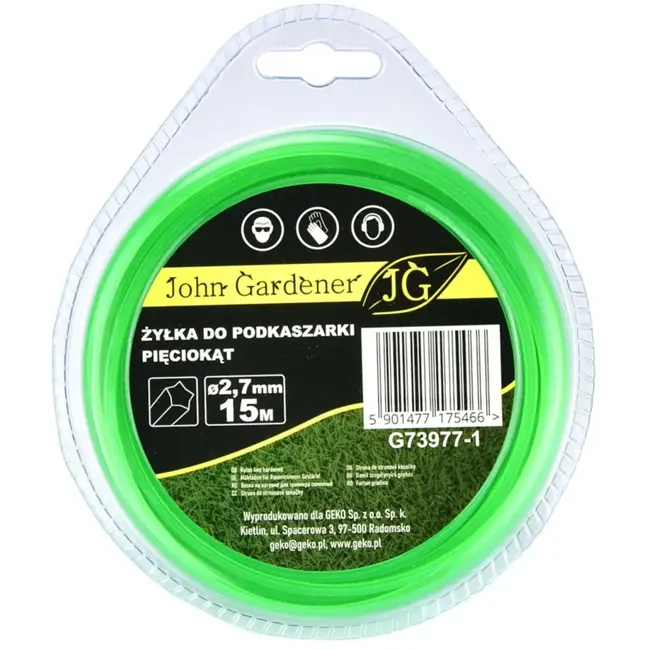 GEKO Nylon maaidraad - vijfhoekig - 2,7 mm - 15 m - duurzaam kunststof