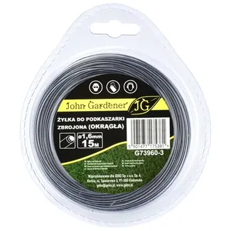 John Gardener Versterkte nylondraad - rond - 1,6 mm - 15 m - extra sterk