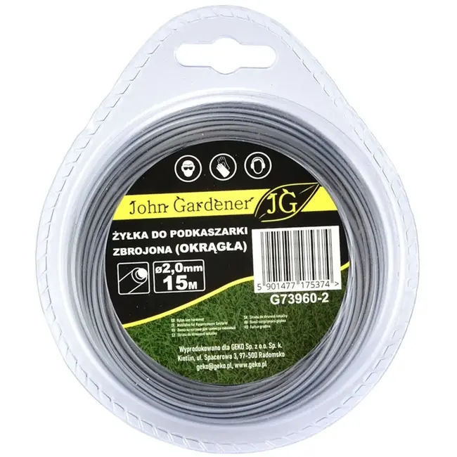 GEKO Versterkte nylondraad - rond - 2,0 mm - 15 m - extra duurzaam