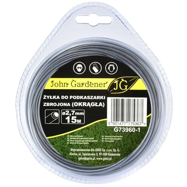 GEKO Versterkte nylondraad - rond - 2,7 mm dik - 15 m lang - extra duurzaam
