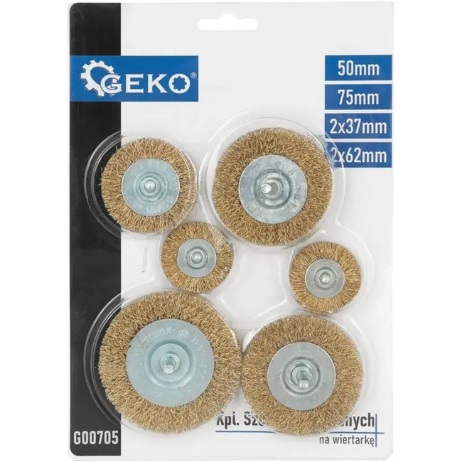 GEKO Set van 6 draadborstels - veelzijdige maten - duurzame kwaliteit - eenvoudig te monteren