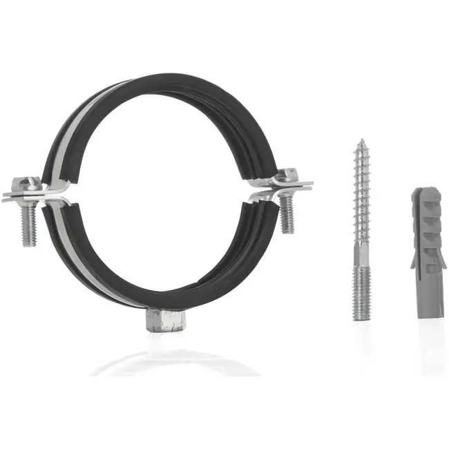 GEKO Metalen pijpklem met rubber - Verstelbaar - 87-92 mm - Inclusief bevestigingsset